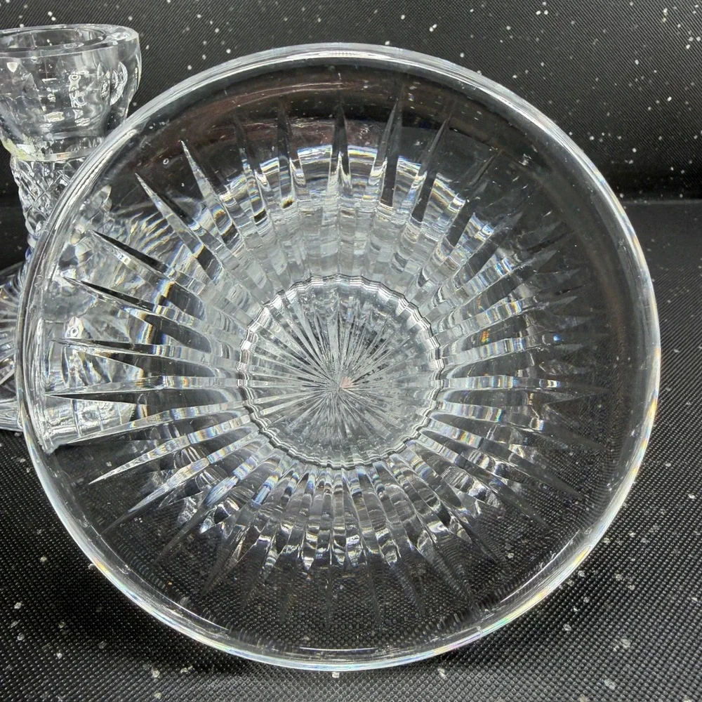 Waterford Crystal Candlestick Pair 4 Inch Cut Glass Candle Holders Thick Heavy